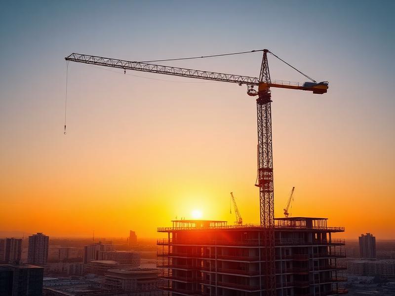 Construction development project with a tower crane